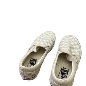 Vans Checkered Slip-On Sneakers - Cream and White